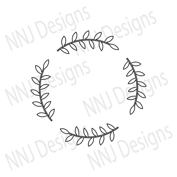 Download Laurel Wreath Svg Round Circle Monogram Frame Leaves Leaf Etsy