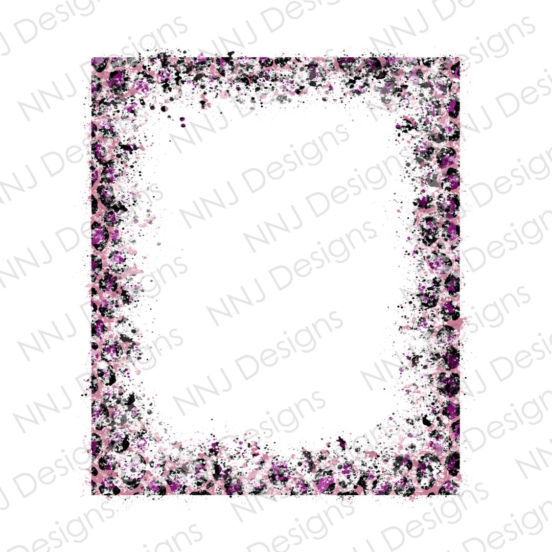 Pink Leopard Print Rectangle Frame: PNG Sublimation Design (digital ...