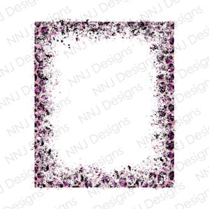 Pink Leopard Print Splatter Rectangle Frame PNG Sublimation Designs Splash Paint Square Hand Drawn Border Background Digital Download