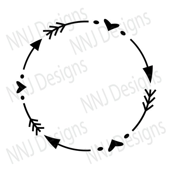 Download Circle Arrow Svg Wreath Round Monogram Frame Silhouette Cricut Etsy