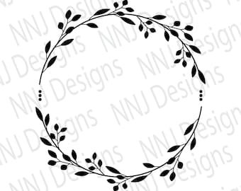 Corona de laurel SVG: Monograma con marco circular (Descarga digital)