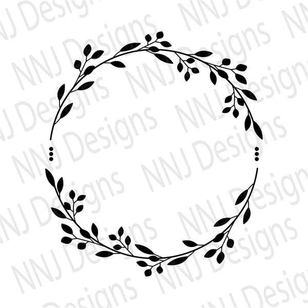 Laurel Leaf Wreath SVG Circle Leaves Frame Round Monogram Cut File Silhouette Digital Download eps pdf dxf png svg