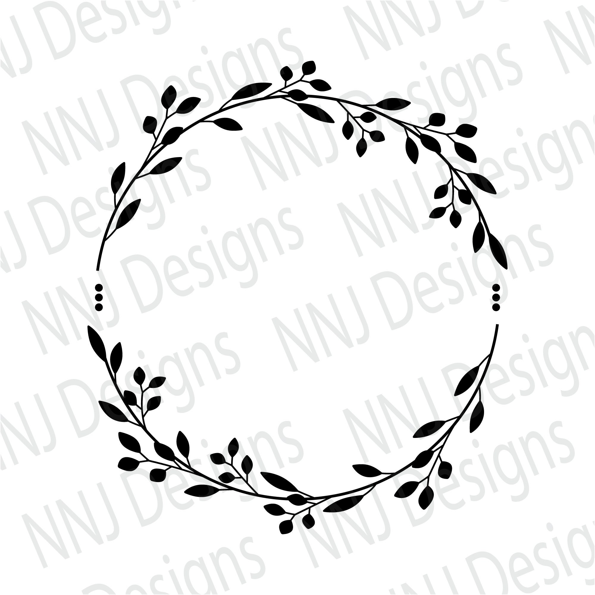 Laurel Leaf Ribbon Banner SVG, Floral Monogram, (403357)