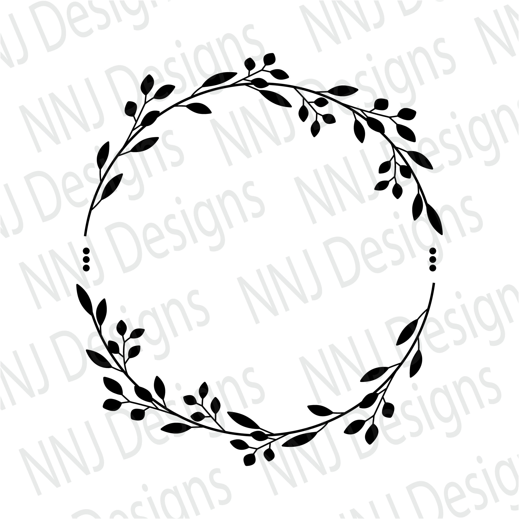 Laurel Leaf Ribbon Banner SVG, Floral Monogram, (403357)