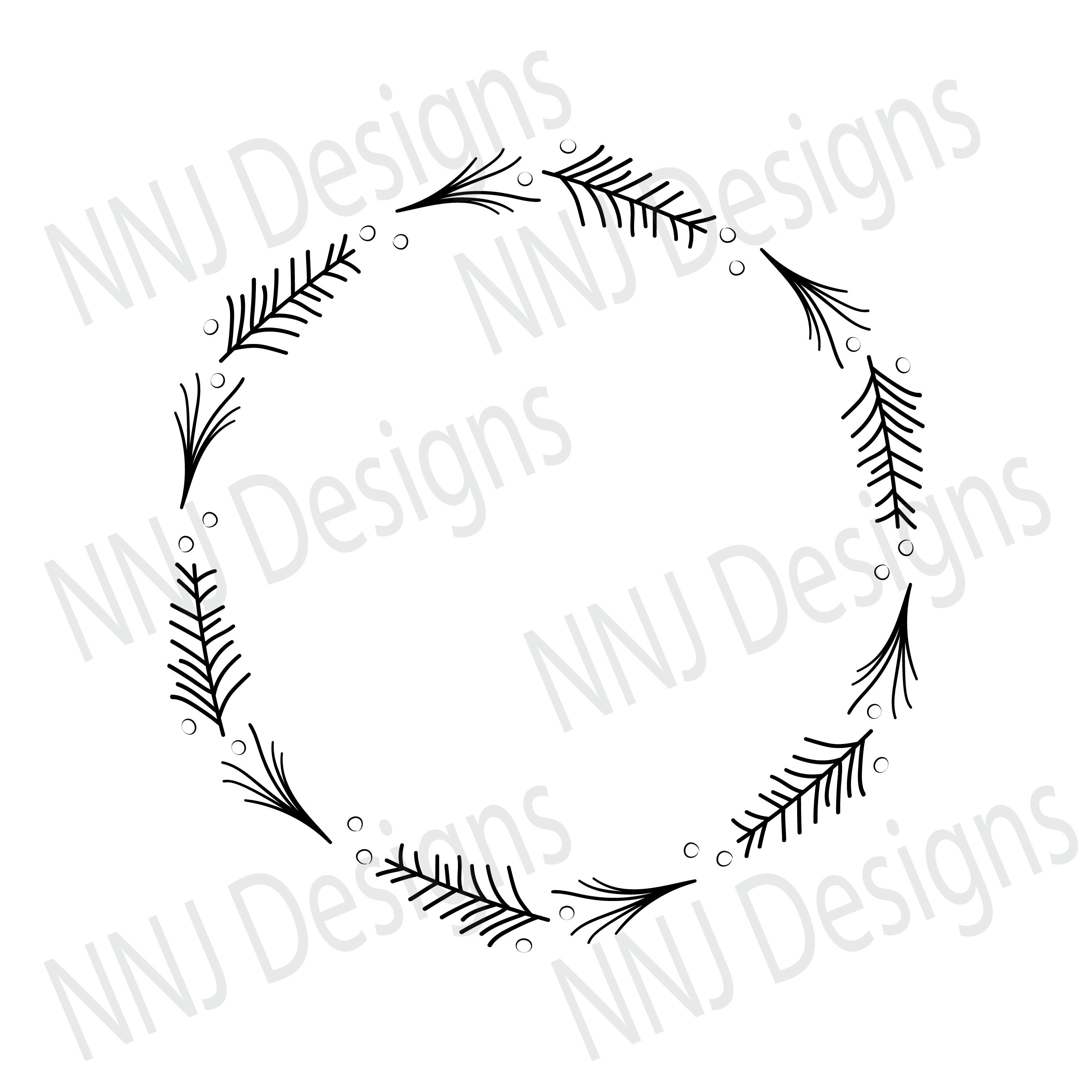 Laurel Wreath SVG Round Circle Monogram Frame Leaves Cricut - Etsy