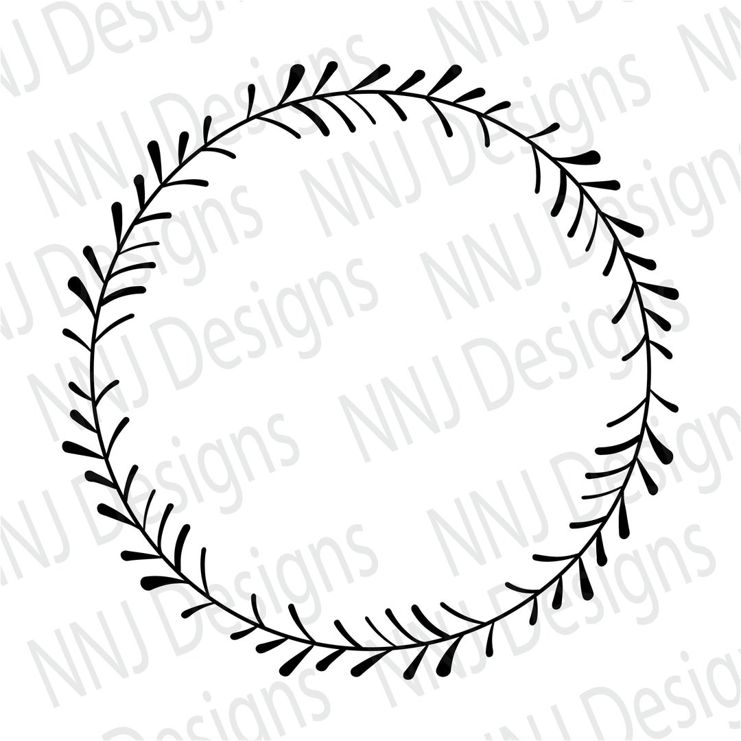 Laurel Leaf Wreath SVG Circle Leaves Frame Round Monogram Cut File ...