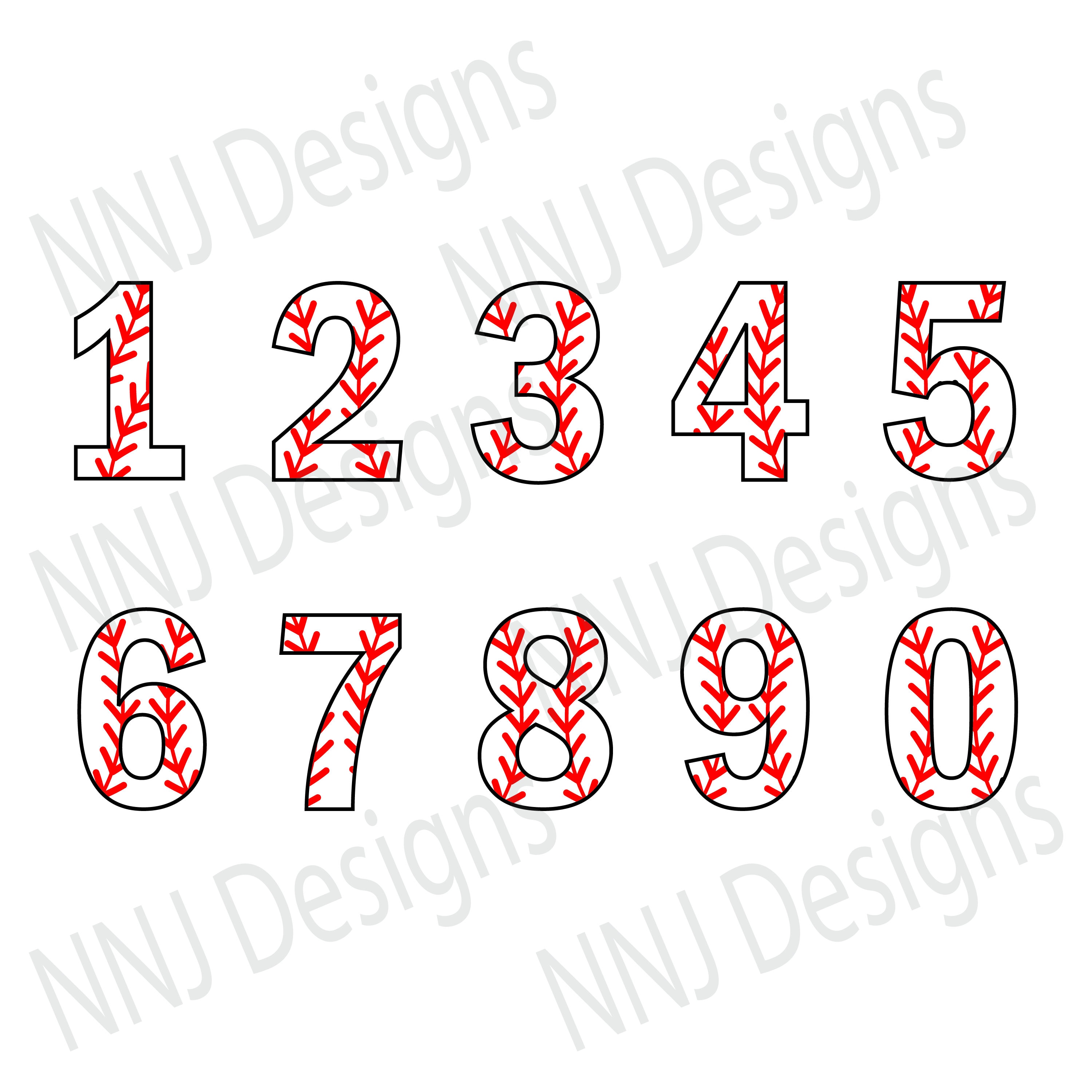 Baseball Numbers SVG Bundle Softball Ball Pattern Numbers 0 to Etsy