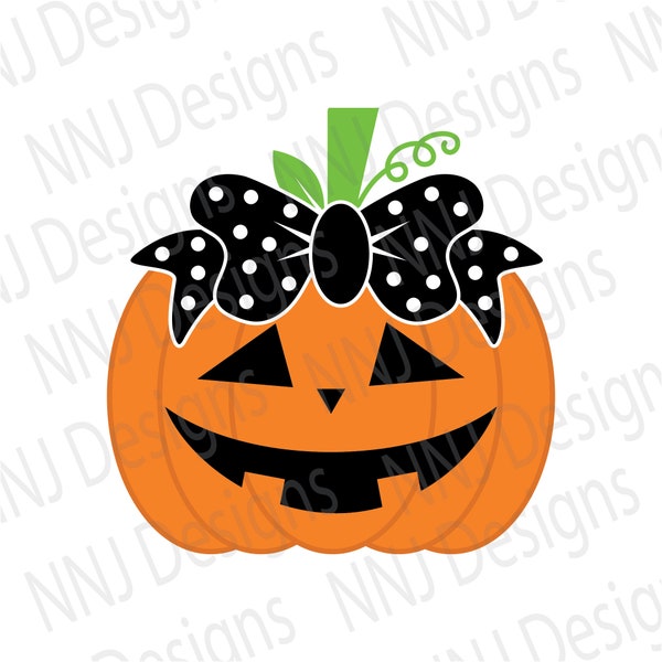 Halloween Pumpkin with Bow SVG, Cute Girl Halloween Shirt, Happy Halloween Clipart, Halloween Shirt Design, Fall Cut Files, Digital Download
