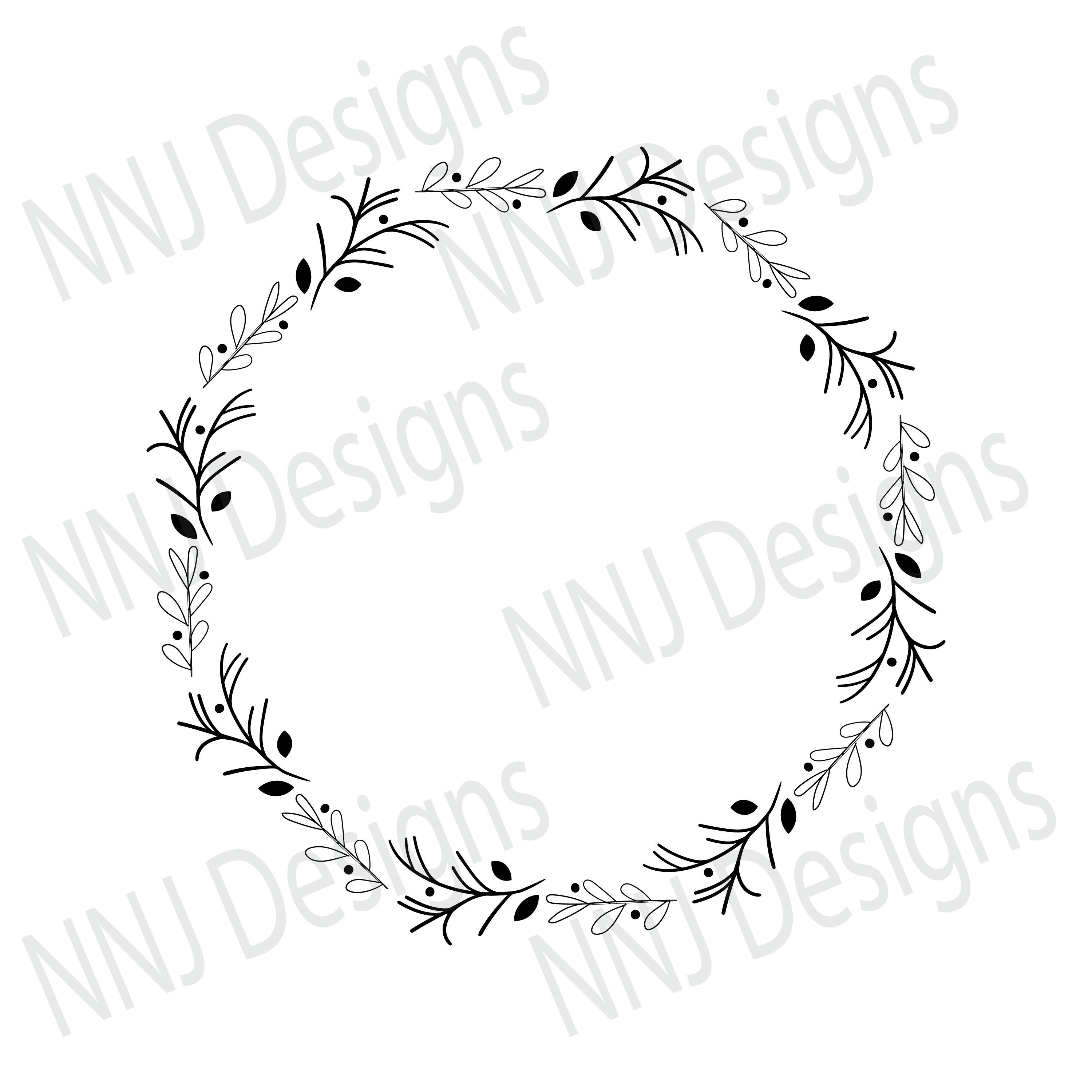 Download Laurel Wreath Svg Round Circle Monogram Frame Leaves Cricut Etsy