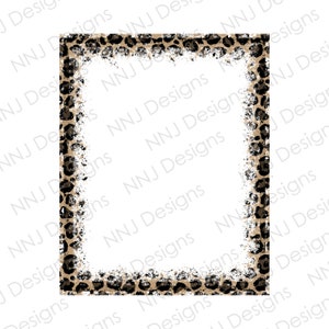 Leopard Print Splatter Frame PNG Sublimation Designs Splash Paint Rectangle Square Border Background Hand Drawn Digital Download