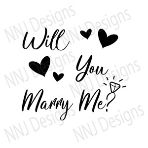 Will You Marry Me SVG Digitale Bestanden Download Wedding Just married Engagement Bride Groom Cutting bestanden voor gebruik w / Silhouette Cameo Cricut