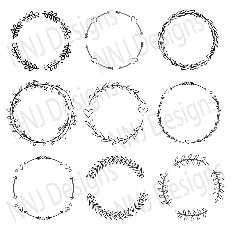 Download Laurel Wreath Outline SVG Bundle Round Circle Monogram ...