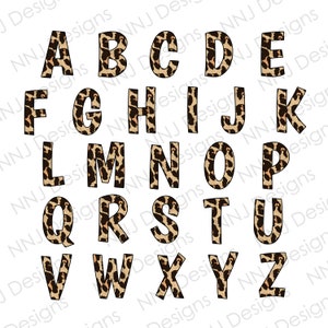 Leopard Print Alphabet PNG: Cheetah Capital Letters (Digital Download)