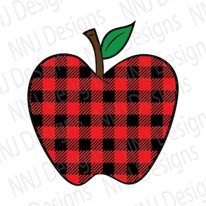 Buffalo Plaid Apple SVG: Teacher Back to School Clipart (Digital Download)