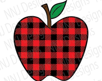 Buffalo Plaid Apple SVG: Teacher Back to School Clipart (Digital Download)