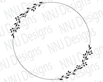 Corona de laurel SVG: Monograma con marco circular (Descarga digital)