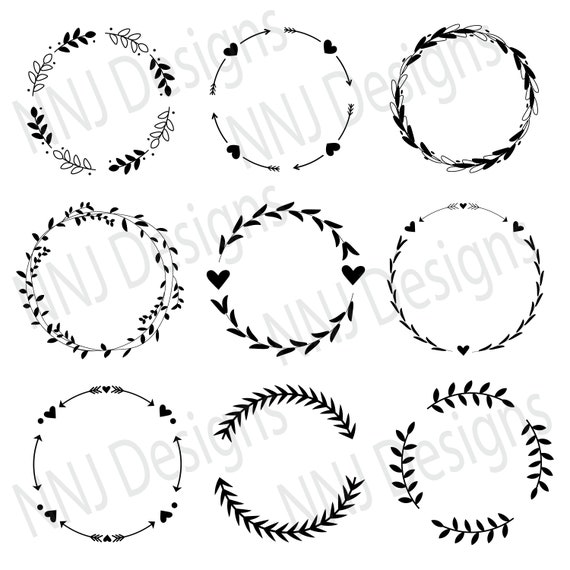 Download Laurel Wreath Svg Bundle Round Circle Monogram Frame Leaves Etsy