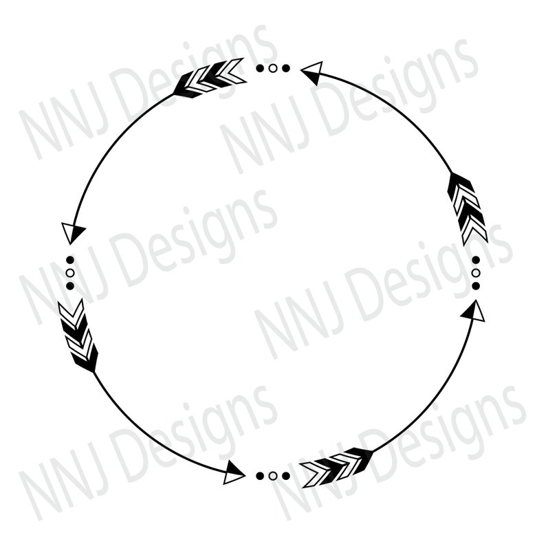 Circle Arrow Wreath SVG Round Monogram Frame Silhouette Cricut | Etsy