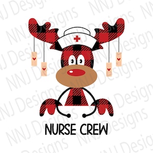 Buffalo Plaid Moose SVG, Nurse Crew svg, Nurse Christmas svg, Nurse Life svg, Merry Christmas svg, Christmas Shirt svg, Digital Download
