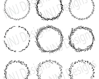 Laurel Leaf Wreath SVG Circle Leaves Frame Round Monogram - Etsy