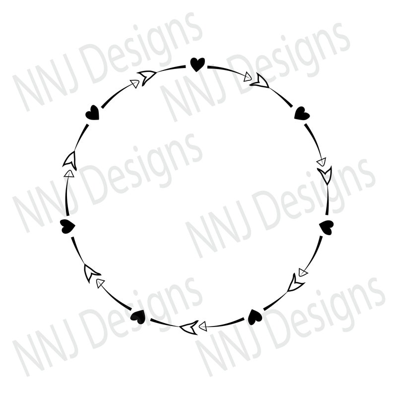 Download Laurel Wreath SVG Round Circle Monogram Frame Heart Arrow ...