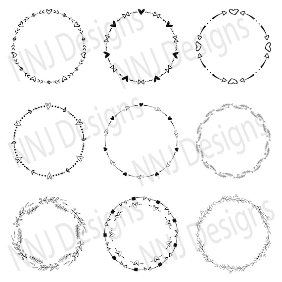 Download Art Collectibles Clip Art Hand Drawn Laurel Wreath Svg File For Cricut Monogram Floral Wreath Silhouette Wedding Circle Frame Clipart Leaves Frame Png Svg Bundle Leaf