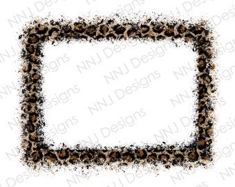 Leopard Print Splatter Frame: PNG Sublimation Design