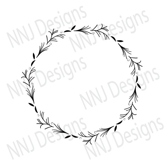 Download Laurel Wreath Svg Round Circle Monogram Frame Leaves Cricut Etsy
