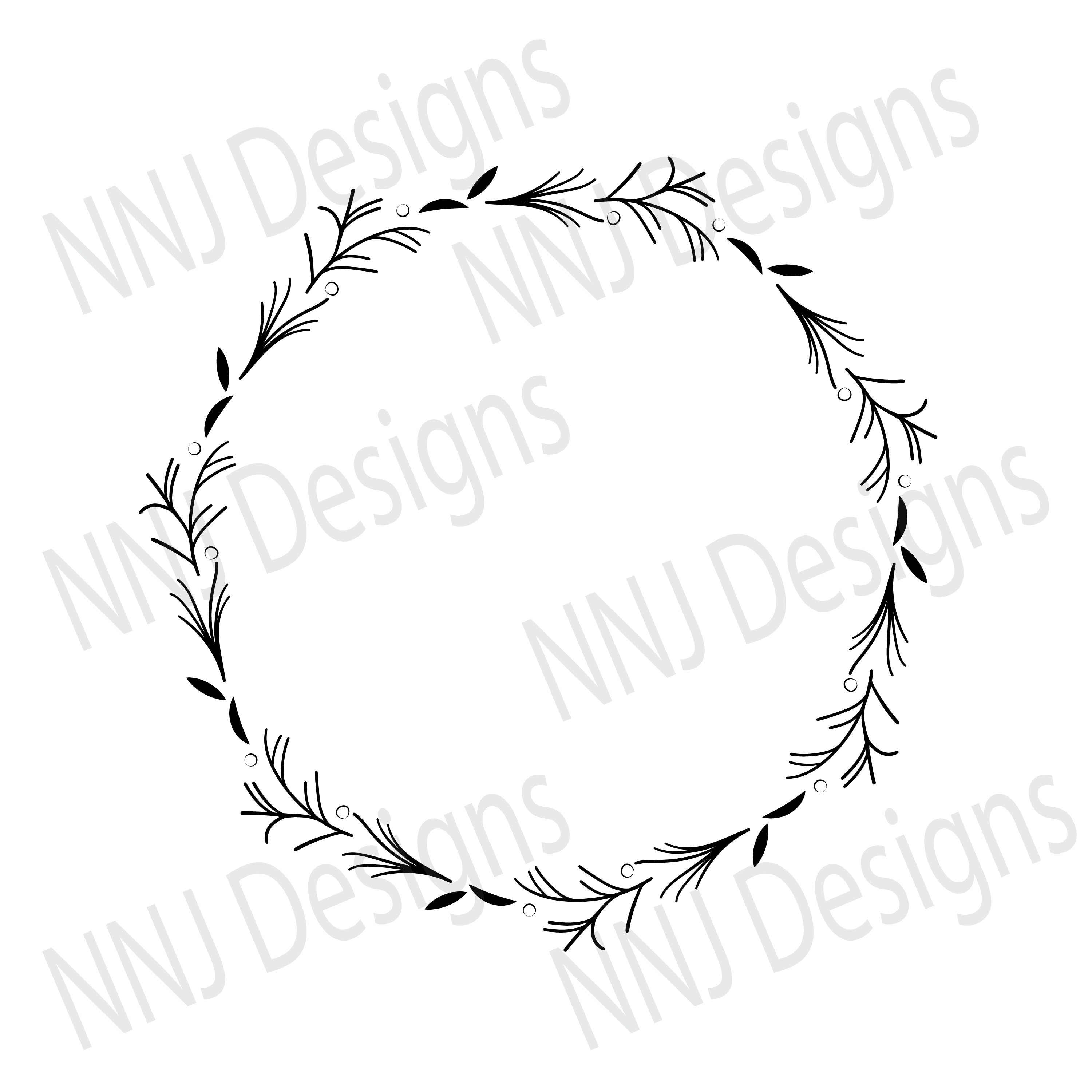Download Laurel Wreath Svg Round Circle Monogram Frame Leaves Cricut Etsy