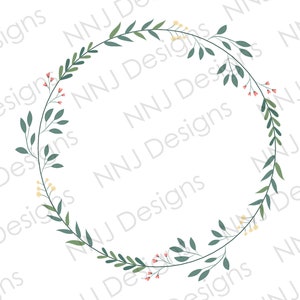 Blumenkranz PNG KreisBlatt Blumenrahmen Rund Rand Monogramm Clipart Digital Download