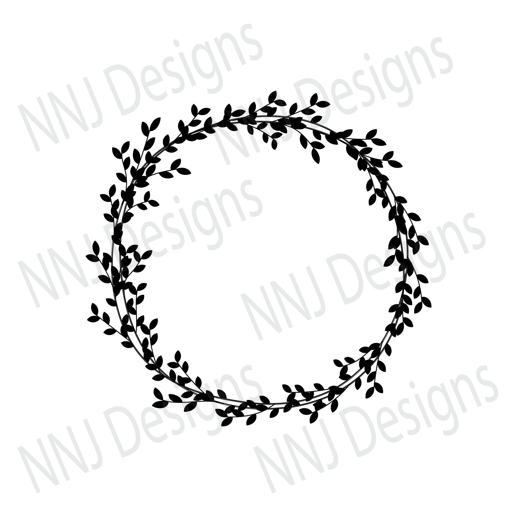Download Laurel Wreath Svg Round Circle Monogram Frame Leaves Leaf Etsy