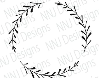 Laurel Leaf Wreath SVG: Circle Frame Monogram (Digital Download)