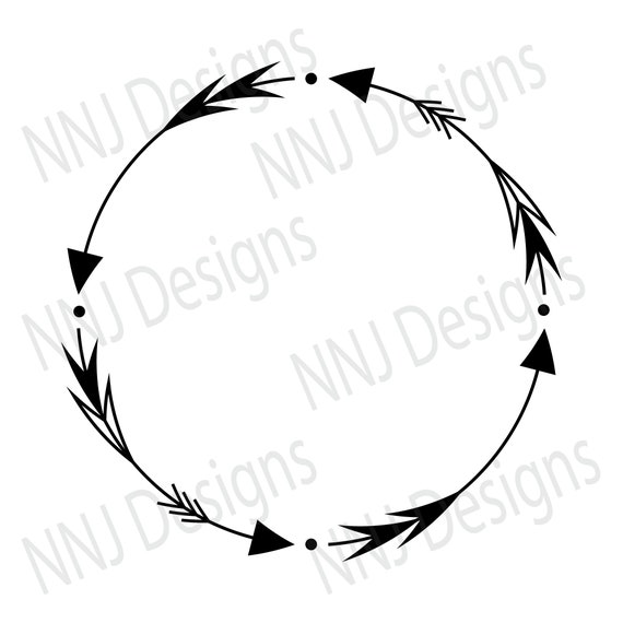 Download Circle Arrow Wreath Svg Round Monogram Frame Silhouette Cricut Etsy