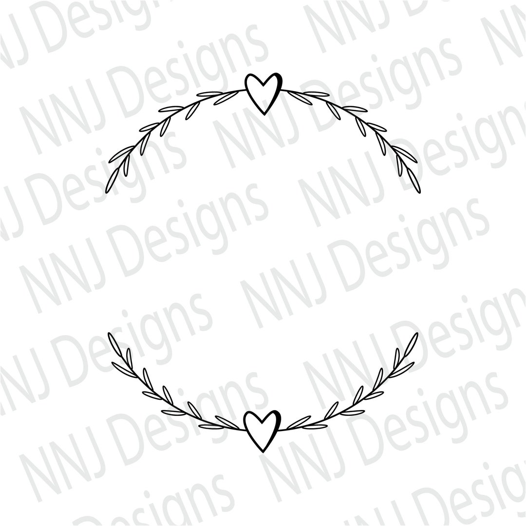 Heart Laurel Wreath SVG Round Circle Monogram Frame Leaves Floral ...