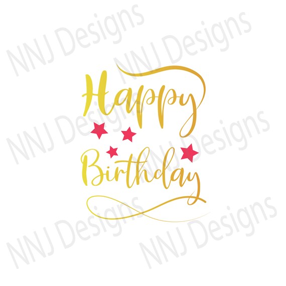 Download Happy Birthday Svg Party Decoration Cute Text Clipart Cricut Etsy