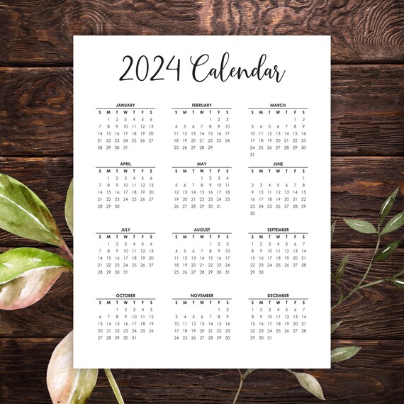 2024 Yearly Calendar Calendar Cards Scrapbook Calendar -   Scrapbook  calendar, Minimalist wall art printable, Kids printable art