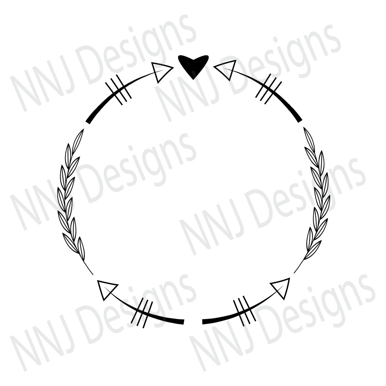 Laurel Wreath SVG Round Circle Monogram Frame Leaves Leaf | Etsy
