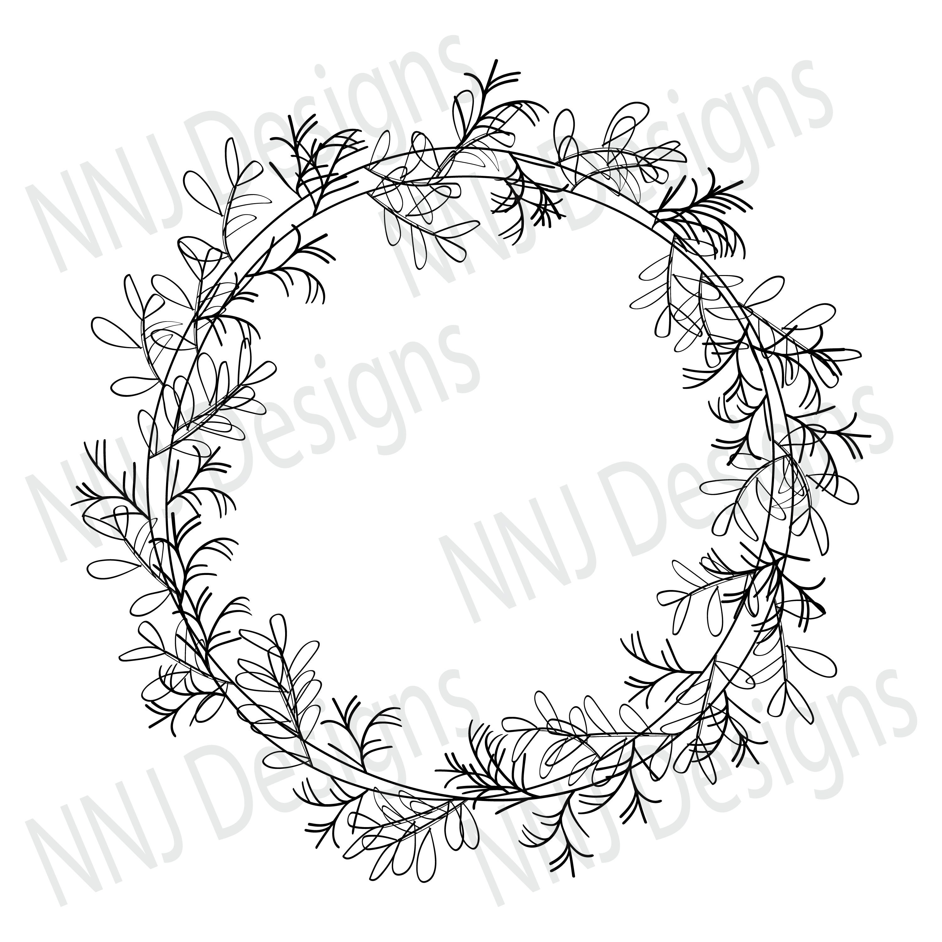 Laurel Wreath SVG Round Circle Monogram Frame Leaves Leaf Floral Silhouette Cricut Digital Download eps pdf dxf png svg