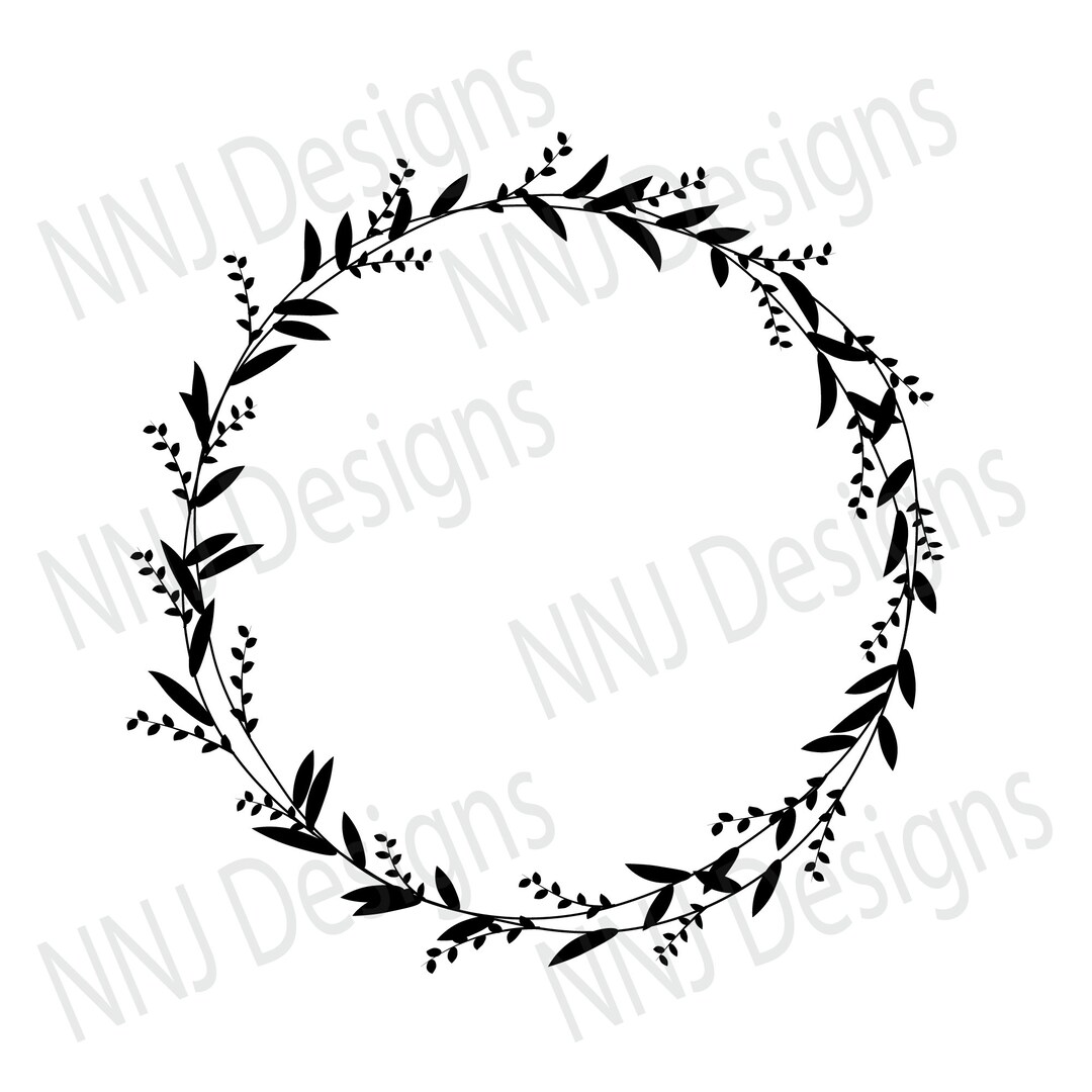 Laurel Wreath SVG Round Circle Monogram Frame Leaves Leaf Floral ...