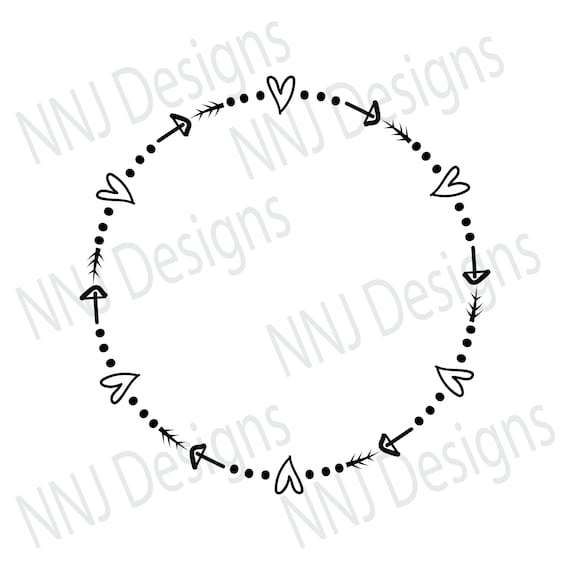 Download Laurel Wreath Svg Round Circle Monogram Frame Heart Arrow Etsy