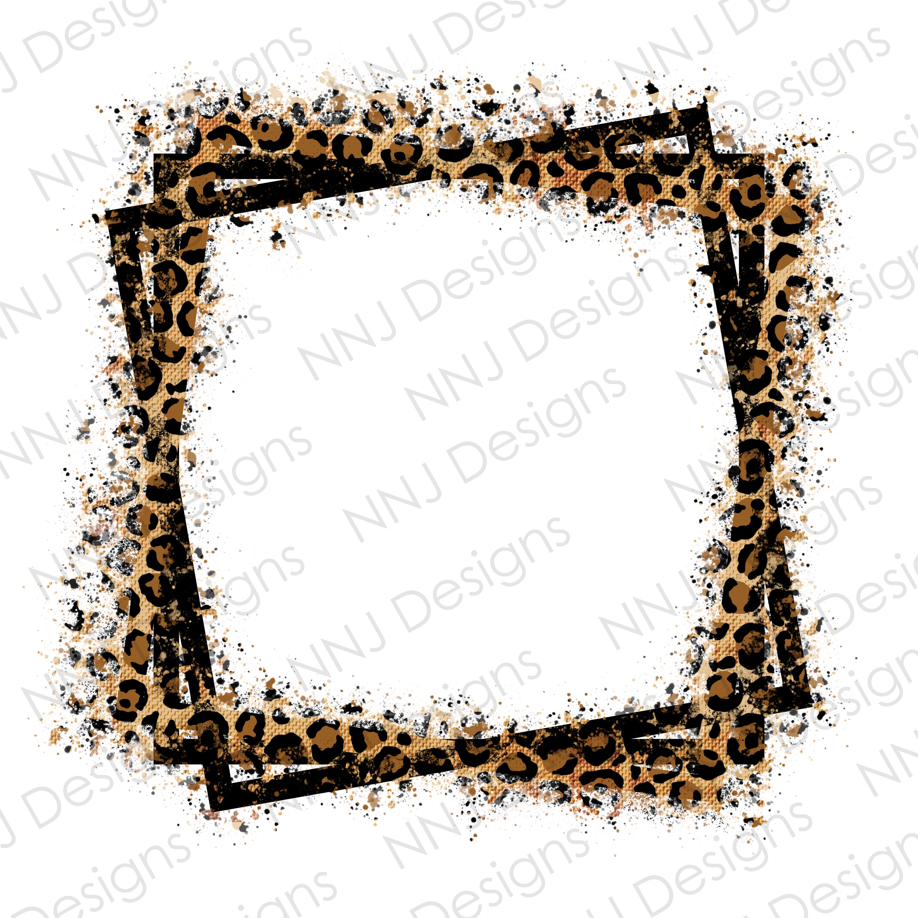 Leopard Print Splatter Frame PNG Sublimation Designs Splash Paint