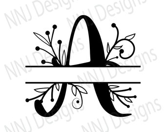 Full Alphabet SVG Split Monogram Letters Wedding Calligraphy Regal Font Digital Download Files eps pdf dxf png svg