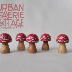 Fly Agaric wooden mushroom, Indoor fairy garden accessories, enchanted forest fairy, cottagecore, tiered tray decorations, fairy diorama