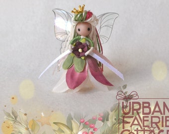 Christmas Fairy Doll, Christmas tree ornament, Flower fairy doll, Flower fairy ornament, mini Yule fairy doll,  Waldorf inspired, Xmas Fairy