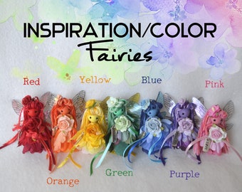 Favorite color Inspirational fairy doll, mini handmade Flower fairy ornament, Waldorf inspired, bendy doll, pocket fairy gift, Fairycore