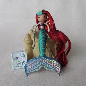The Little Mermaid doll set, Tiny Mermaid ornament figurine, Hans Christian Andersen Fairytale Mermaid beach decor, ocean lover gift idea image 7