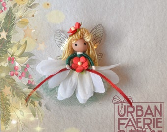 Christmas Fairy Doll, Christmas tree ornament, Flower fairy doll, Flower fairy ornament, mini Yule fairy doll,  Waldorf inspired, Xmas Fairy