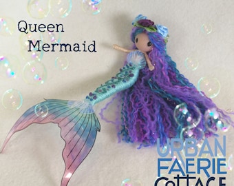 Purple mermaid doll, fairy doll, Queen Mermaid ornament, beach decor, Waldorf inspired mermaid, ocean lover gift idea