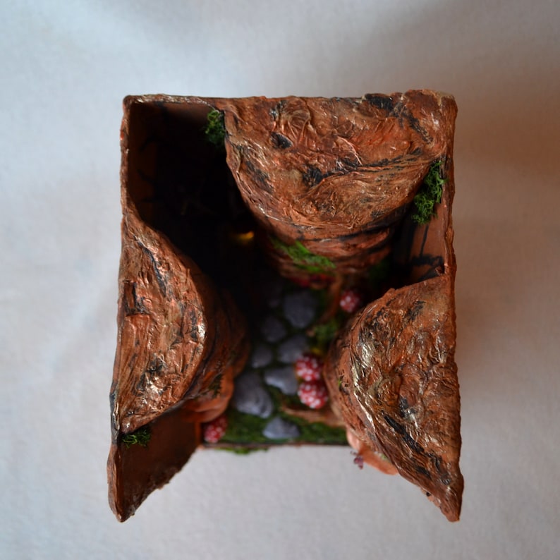 BookNook, Fairy Diorama, Fairy house Book Nook, Fairy house shelf art, Fantasy bookshelf insert, handmade fairy house, Fairy tale book end image 3