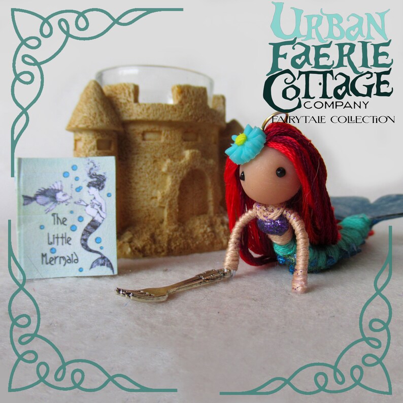 The Little Mermaid doll set, Tiny Mermaid ornament figurine, Hans Christian Andersen Fairytale Mermaid beach decor, ocean lover gift idea image 9